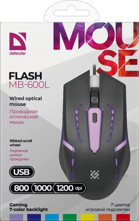 MYSZ DEFENDER FLASH MB-600L OPTIC LED 1200dpi 4P MYSZ DEFENDER FLASH MB-600L OPTIC LED 1200dpi 4P