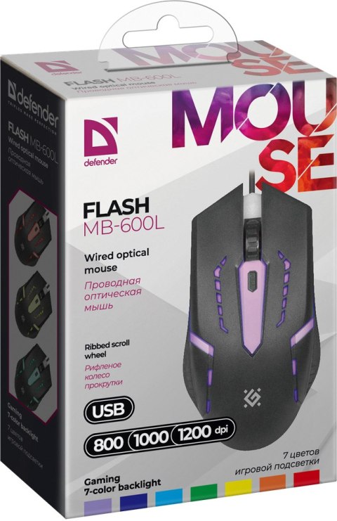 MYSZ DEFENDER FLASH MB-600L OPTIC LED 1200dpi 4P MYSZ DEFENDER FLASH MB-600L OPTIC LED 1200dpi 4P