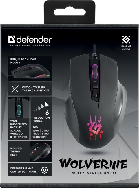 MYSZ DEFENDER GM-700L WOLVERINE RGB OPTIC 12800dpi 7P MYSZ DEFENDER GM-700L WOLVERINE RGB OPTIC 12800dpi 7P