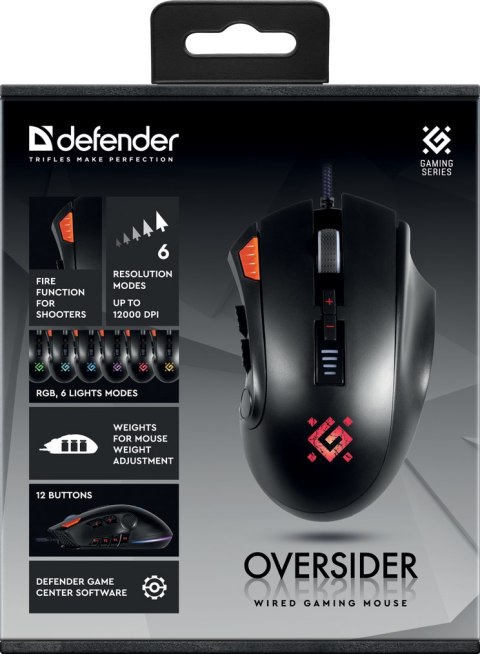 MYSZ DEFENDER GM-917 OVERSIDER RGB OPTIC 12000dpi 12P MYSZ DEFENDER GM-917 OVERSIDER RGB OPTIC 12000dpi 12P
