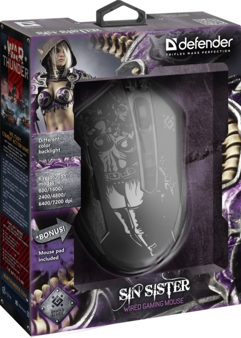 MYSZ DEFENDER GM-933 SIN'SISTER OPTIC 7200dpi 6P MYSZ DEFENDER GM-933 SIN'SISTER OPTIC 7200dpi 6P