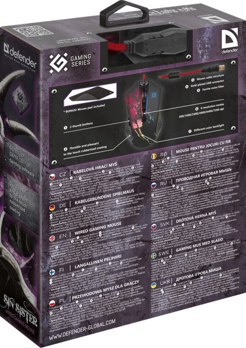 MYSZ DEFENDER GM-933 SIN'SISTER OPTIC 7200dpi 6P MYSZ DEFENDER GM-933 SIN'SISTER OPTIC 7200dpi 6P