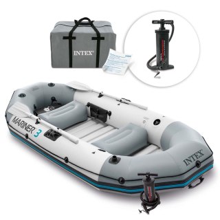 Ponton dmuchany Mariner 3 dla 3 osób wiosła pompka uchwyty na wędkę i silnik INTEX 68373