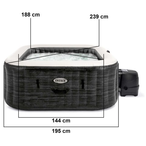 Dmuchane jacuzzi kwadratowe hydromasaż 6 os. 239x71 cm akcesoria premium INTEX 28452