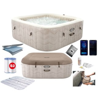 Dmuchane jacuzzi kwadratowe hydromasaż 6 os. 196x71 cm akcesoria premium INTEX 28472