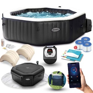 Dmuchane jacuzzi ośmiokątne hydromasaż 6 os. 218x71 cm akcesoria premium INTEX 28462