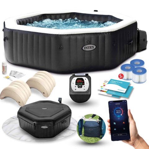 Dmuchane jacuzzi ośmiokątne hydromasaż 6 os. 218x71 cm akcesoria premium INTEX 28462