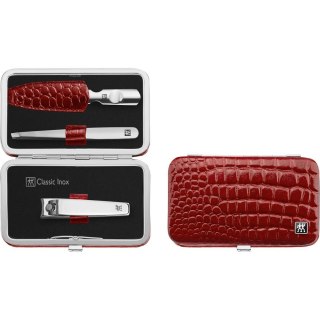ZWILLING CLASSIC INOX Zestaw podróżny - czerwone skórzane etui, 3 elementy