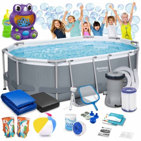 BASEN OGRODOWY STELAŻOWY 305 X 200 X 84 CM 17W1 BESTWAY 5614A + MASZYNKA DO BANIEK GRATIS