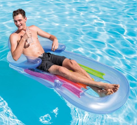 MATERAC, FOTEL DO OPALANIA I PŁYWANIA 2W1 KING COOL 160 X 85CM INTEX 58802 NIEBIESKI