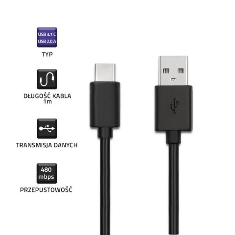 Kabel USB 3.1 typ C męski | USB 2.0 A męski | 1m Kabel USB 3.1 typ C męski | USB 2.0 A męski | 1m