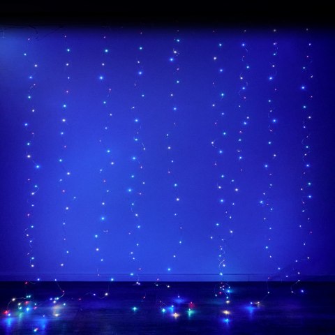 Lampki LED kurtyna druciki 3x3m 300LED multikolor