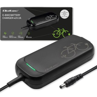 Qoltec Szybka Ładowarka do roweru skutera elektrycznego 36V | 42V | 2A | 5.5*2.1 | wodoodporna +kabel zasilający