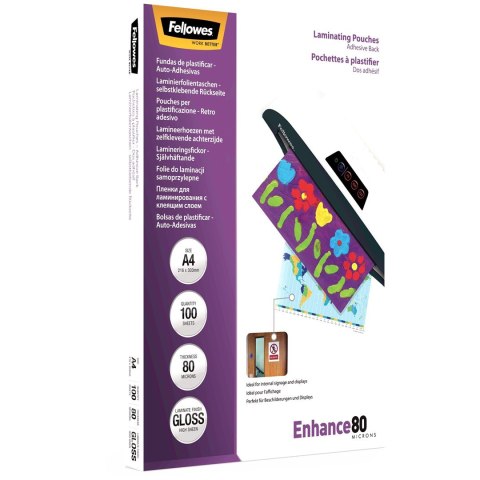 LAMINATOR POUCH ADHESIVE BACK A4 80 100PCS 5302202 FELLOWES LAMINATOR POUCH ADHESIVE BACK A4 80 100PCS 5302202 FELLOWES
