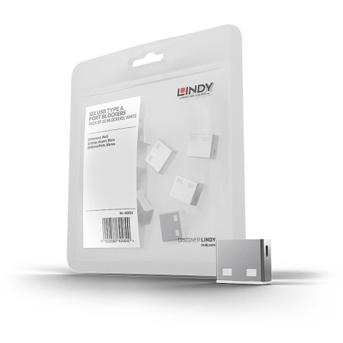 Lindy 40464 bloker portów Blokada portu USB Typu-A Biały Kopolimer akrylonitrylo-butadieno-styrenowy (ABS) 10 szt. Lindy 40464 bloker portów Blokada portu USB Typu-A Biały Kopolimer akrylonitrylo-butadieno-styrenowy (ABS) 10 szt.