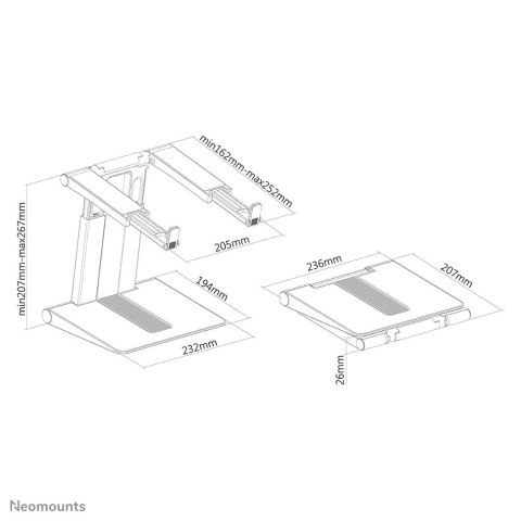 Neomounts NSLS200 stojak na laptop Podstawka na notebooka Srebrny 43,2 cm (17") Neomounts NSLS200 stojak na laptop Podstawka na notebooka Srebrny 43,2 cm (17")