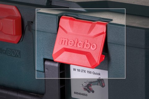 Szlifierka kątowa METABO W 18 LTX 150 QUICK (600404650) + walizka metaBOX 165 L Zielony, Czarny Szlifierka kątowa METABO W 18 LTX 150 QUICK (600404650) + walizka metaBOX 165 L Zielony, Czarny