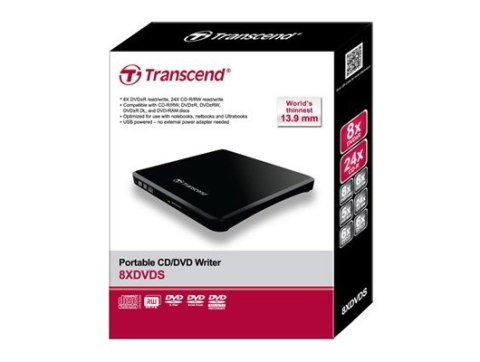 Transcend TS8XDVDS-K dysk optyczny DVD±R/RW Czarny Transcend TS8XDVDS-K dysk optyczny DVD±R/RW Czarny