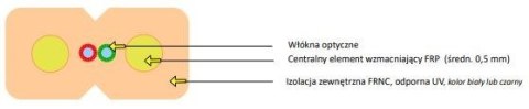 Kabel optyczny uniwersalny EmiterNet płaski drop FRP J-V(ZN)H 2E 9/125 G.657A1 Z043B LSZH (szpula 2000m) czarny Kabel optyczny uniwersalny EmiterNet płaski drop FRP J-V(ZN)H 2E 9/125 G.657A1 Z043B LSZH (szpula 2000m) czarny