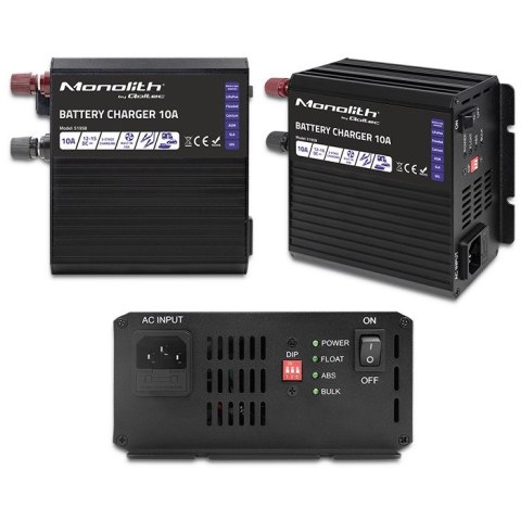 QOLTEC ŁADOWARKA DO AKUMULATORÓW MONOLITH LIFEPO4 AGM GEL SLA | 10A | 12V QOLTEC ŁADOWARKA DO AKUMULATORÓW MONOLITH LIFEPO4 AGM GEL SLA | 10A | 12V