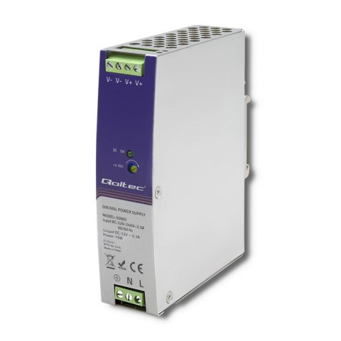 QOLTEC ZASILACZ NA SZYNĘ DIN PRZEMYSŁOWY | 75W | 12V | 6.3A QOLTEC ZASILACZ NA SZYNĘ DIN PRZEMYSŁOWY | 75W | 12V | 6.3A