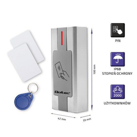 QOLTEC CZYTNIK KART I BRELOKÓW ZBLIŻENIOWY RFID | METALOWA OBUDOWA QOLTEC CZYTNIK KART I BRELOKÓW ZBLIŻENIOWY RFID | METALOWA OBUDOWA