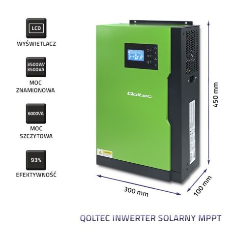 QOLTEC INWERTER SOLARNY HYBRYDOWY OFF-GRID 3,5KW | 100A | 24V | MPPT | SINUS QOLTEC INWERTER SOLARNY HYBRYDOWY OFF-GRID 3,5KW | 100A | 24V | MPPT | SINUS