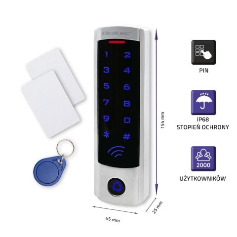 QOLTEC ZAMEK SZYFROWY DIONE Z CZYTNIKIEM RFID | KOD | KARTA | BRELOK | DZWONEK | IP68 | EM | SLIM QOLTEC ZAMEK SZYFROWY DIONE Z CZYTNIKIEM RFID | KOD | KARTA | BRELOK | DZWONEK | IP68 | EM | SLIM