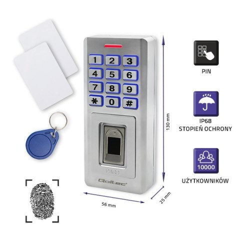 QOLTEC ZAMEK SZYFROWY OBERON Z CZYTNIKIEM LINII PAPILARNYCH | RFID | KOD | KARTA | BRELOK | DZWONEK | IP68 | EM QOLTEC ZAMEK SZYFROWY OBERON Z CZYTNIKIEM LINII PAPILARNYCH | RFID | KOD | KARTA | BRELOK | DZWONEK | IP68 | EM
