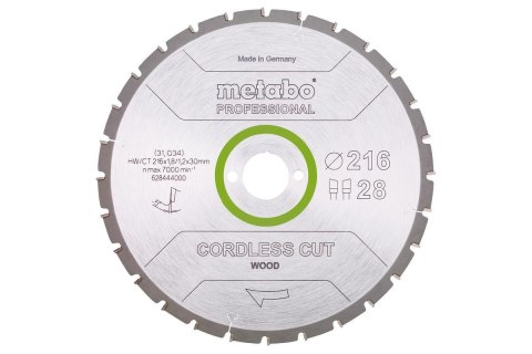 METABO PIŁA TARCZOWA HW/CT 216x30x28z CORDLESS CUT WOOD PROFESSIONAL METABO PIŁA TARCZOWA HW/CT 216x30x28z CORDLESS CUT WOOD PROFESSIONAL