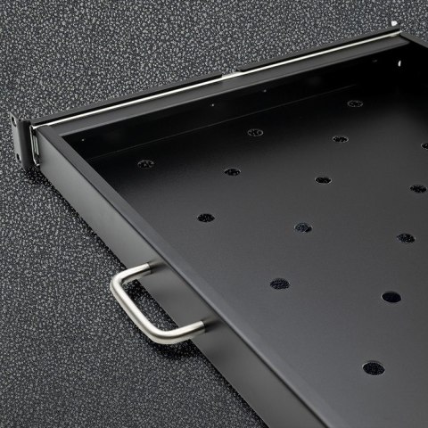 Qoltec 54509 Półka z uchwytem do szafy RACK | 600*600 | Wysuwana | Czarna Qoltec 54509 Półka z uchwytem do szafy RACK | 600*600 | Wysuwana | Czarna