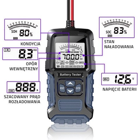 Qoltec Cyfrowy tester akumulatora z wyświetlaczem LCD | 12V | 24V | 3Ah-400Ah Qoltec Cyfrowy tester akumulatora z wyświetlaczem LCD | 12V | 24V | 3Ah-400Ah