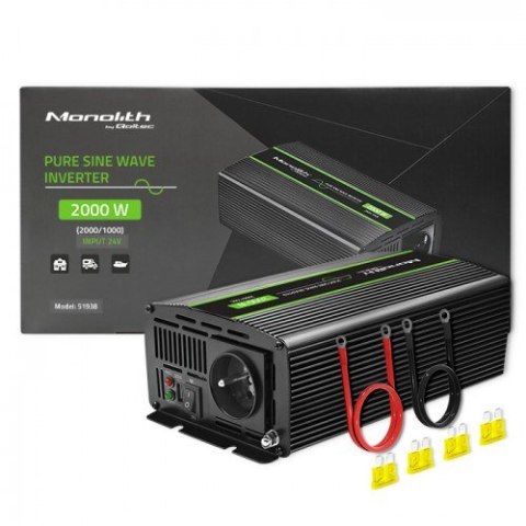QOLTEC PRZETWORNICA NAPIĘCIA MONOLITH | 1000W | 2000W | 24V NA 230V | CZYSTY SINUS QOLTEC PRZETWORNICA NAPIĘCIA MONOLITH | 1000W | 2000W | 24V NA 230V | CZYSTY SINUS