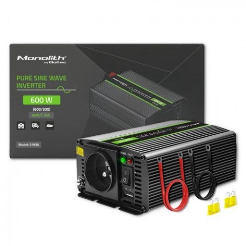 QOLTEC PRZETWORNICA NAPIĘCIA MONOLITH | 300W | 600W | 24V NA 230V | CZYSTY SINUS QOLTEC PRZETWORNICA NAPIĘCIA MONOLITH | 300W | 600W | 24V NA 230V | CZYSTY SINUS
