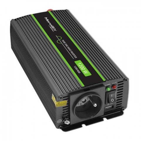 QOLTEC PRZETWORNICA NAPIĘCIA MONOLITH | 600W | 1200W | 12V NA 230V | CZYSTY SINUS QOLTEC PRZETWORNICA NAPIĘCIA MONOLITH | 600W | 1200W | 12V NA 230V | CZYSTY SINUS