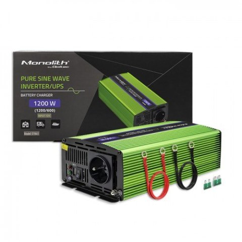 QOLTEC PRZETWORNICA NAPIĘCIA MONOLITH | ŁADOWANIE BATERII | UPS | 600W | 1200W | 12V NA 230V | CZYSTY SINUS QOLTEC PRZETWORNICA NAPIĘCIA MONOLITH | ŁADOWANIE BATERII | UPS | 600W | 1200W | 12V NA 230V | CZYSTY SINUS