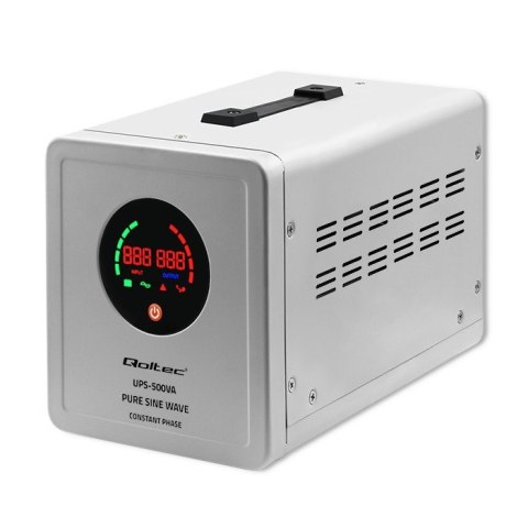 QOLTEC ZASILACZ AWARYJNY PURE SINE WAVE UPS | 500VA | 350W | STAŁA FAZA | SZARY QOLTEC ZASILACZ AWARYJNY PURE SINE WAVE UPS | 500VA | 350W | STAŁA FAZA | SZARY