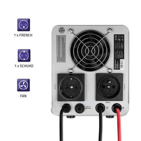 QOLTEC ZASILACZ AWARYJNY PURE SINE WAVE UPS | 500VA | 350W | STAŁA FAZA | SZARY QOLTEC ZASILACZ AWARYJNY PURE SINE WAVE UPS | 500VA | 350W | STAŁA FAZA | SZARY