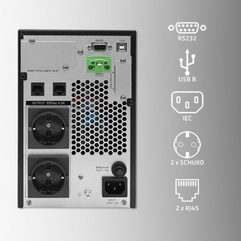 QOLTEC ZASILACZ AWARYJNY UPS 1KVA | 1000W | POWER FACTOR 1.0 | LCD | EPO | USB | ON-LINE QOLTEC ZASILACZ AWARYJNY UPS 1KVA | 1000W | POWER FACTOR 1.0 | LCD | EPO | USB | ON-LINE