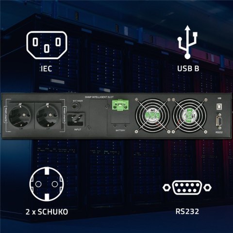 QOLTEC ZASILACZ AWARYJNY UPS DO RACK | 2.4KVA | 2400W | POWER FACTOR 1.0 | LCD | EPO | USB | ON-LINE QOLTEC ZASILACZ AWARYJNY UPS DO RACK | 2.4KVA | 2400W | POWER FACTOR 1.0 | LCD | EPO | USB | ON-LINE