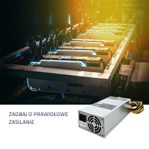 Qoltec 50177 Zasilacz PCI-E Smart 1600W | 80 Plus Gold - Data mining Qoltec 50177 Zasilacz PCI-E Smart 1600W | 80 Plus Gold - Data mining