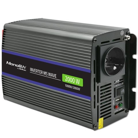 Qoltec Przetwornica napięcia Monolith 2000 MS Wave | 12V na 230V | 1000/2000W | USB Qoltec Przetwornica napięcia Monolith 2000 MS Wave | 12V na 230V | 1000/2000W | USB
