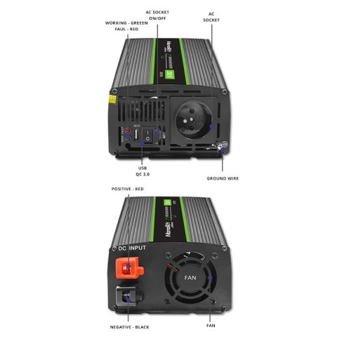 Qoltec Przetwornica napięcia Monolith 2000 MS Wave | 12V na 230V | 1000/2000W | USB Qoltec Przetwornica napięcia Monolith 2000 MS Wave | 12V na 230V | 1000/2000W | USB