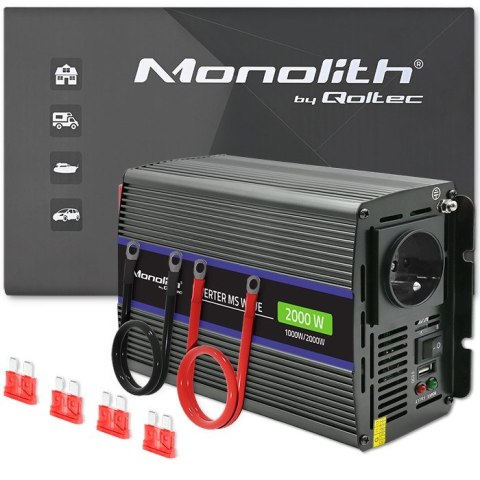 Qoltec Przetwornica napięcia Monolith 2000 MS Wave | 12V na 230V | 1000/2000W | USB Qoltec Przetwornica napięcia Monolith 2000 MS Wave | 12V na 230V | 1000/2000W | USB