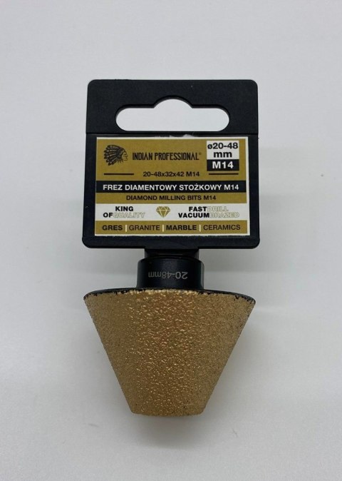 FREZ DIAMENTOWY STOŻKOWY M14 20-48mm /INDIAN PROFESSIONAL FREZ DIAMENTOWY STOŻKOWY M14 20-48mm /INDIAN PROFESSIONAL
