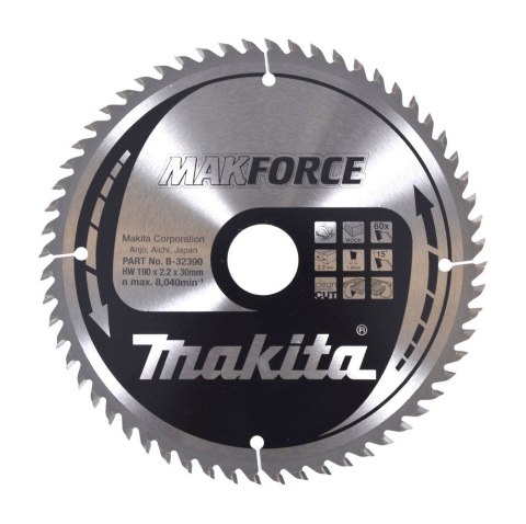 MAKITA PIŁA TARCZOWA 190x30x60z MAKFORCE DREWNO MAKITA PIŁA TARCZOWA 190x30x60z MAKFORCE DREWNO