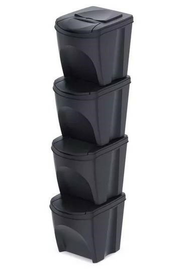 KEDEN KOSZ NA ŚMIECI SORTIBOX 25L SET 4 - ANTRACYT ECO WOOD KEDEN KOSZ NA ŚMIECI SORTIBOX 25L SET 4 - ANTRACYT ECO WOOD