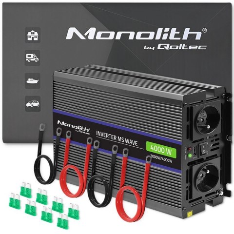 Qoltec Przetwornica napięcia Monolith 4000 MS Wave 51928, 12V na 230V, 2000/4000W, USB Qoltec Przetwornica napięcia Monolith 4000 MS Wave 51928, 12V na 230V, 2000/4000W, USB