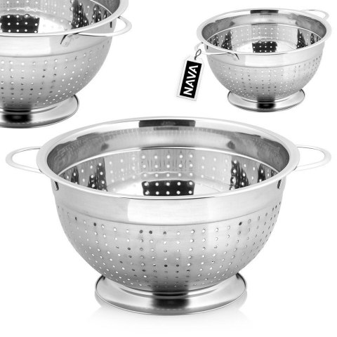 Cedzak Durszlak na Makaron Kuchenny Stalowy Nierdzewny NAVA 24 cm