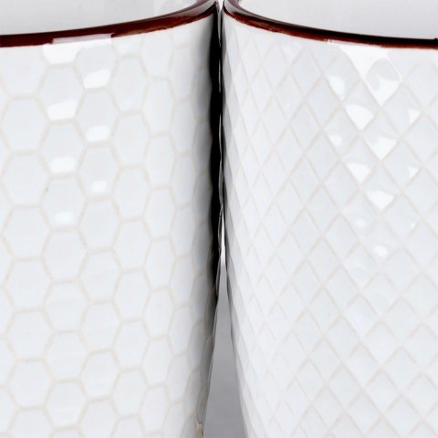 Kubki Ceramiczne Białe do Kawy Herbaty Zestaw Ozdobny VILDE 400 ml 4 szt. Kubki Ceramiczne Białe do Kawy Herbaty Zestaw Ozdobny VILDE 400 ml 4 szt.